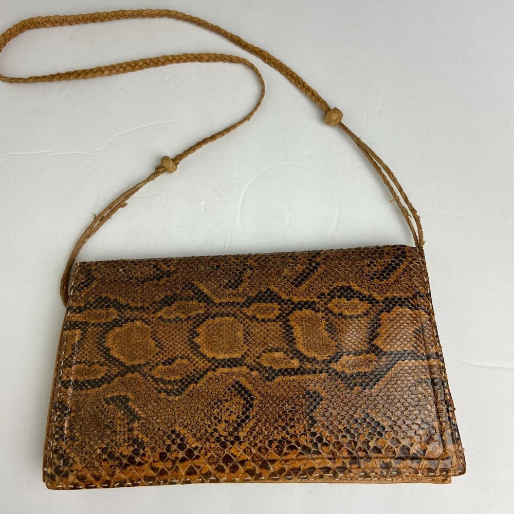 Vintage Handmade Clutch Genuine Real Skin Snake Python Made in Asia